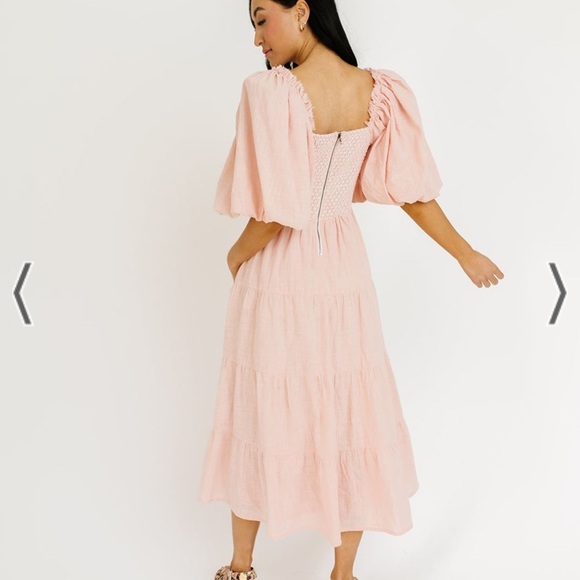 scout puff sleeve midi dress in pink shop Zoco exclusive - Picture 4 of 4